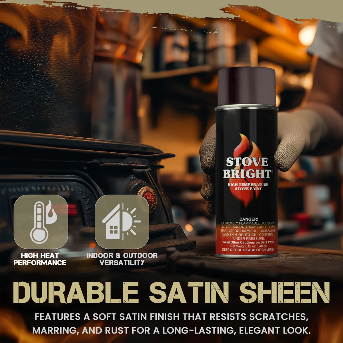 Stove Bright High Temp Paint - Rich Brown Metallic - 8124 - Image 4