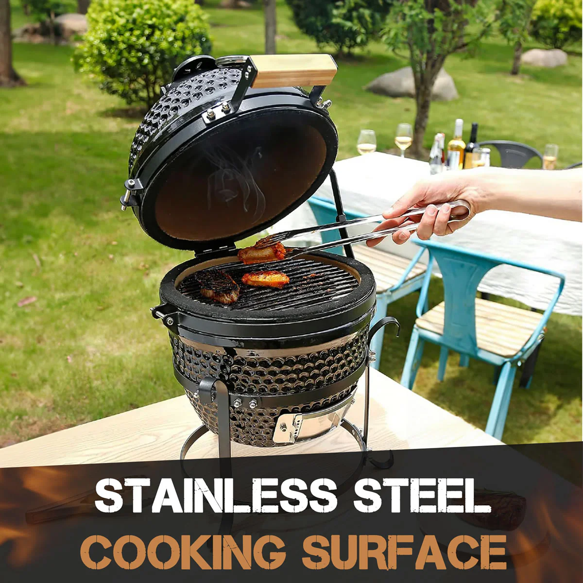 Woodeze 13" Kamado Grill - Black - Image 4