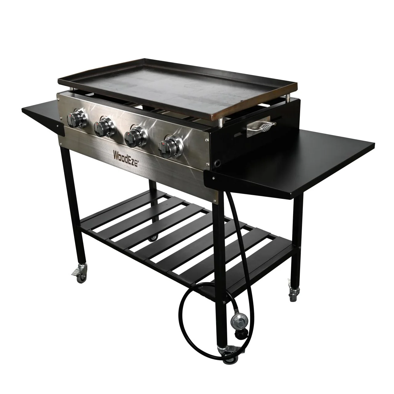 WoodEze 4-Burner Flat Top Griddle Gas Grill - Black and Stainless Steel - Image 8