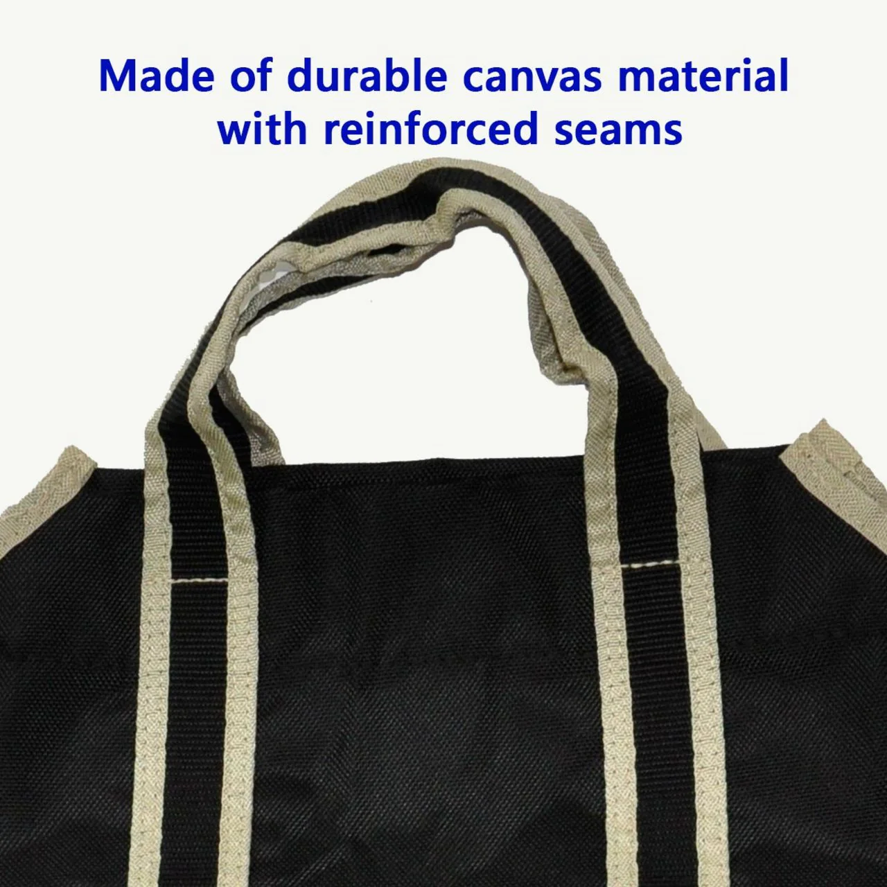 WoodEze Heavy Duty Canvas Firewood Tote - Black - Image 3