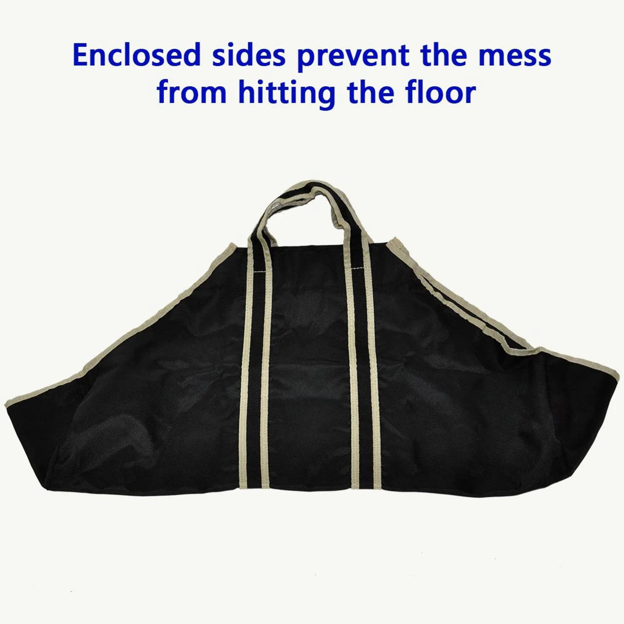 WoodEze Heavy Duty Canvas Firewood Tote - Black - Image 4